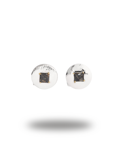 Urværk™ Tateossian - Silver and Lunar Breccia Meteorite Cufflinks