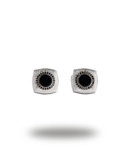 Urværk™ Tateossian - Rhodium-Plated Graffiato Rounded Square Cufflinks
