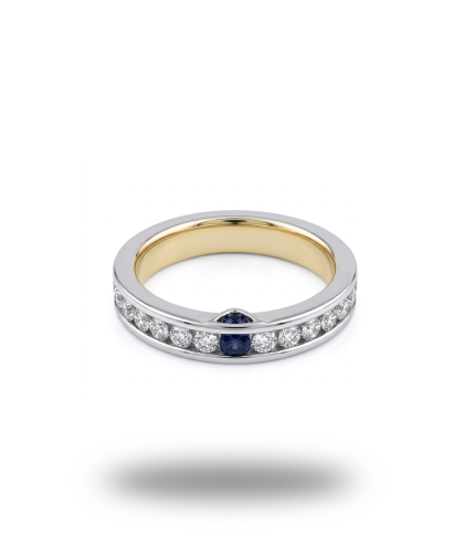 Urværk™ Engagement Ring - 18kt White Gold, VVS, Blue Sapphire