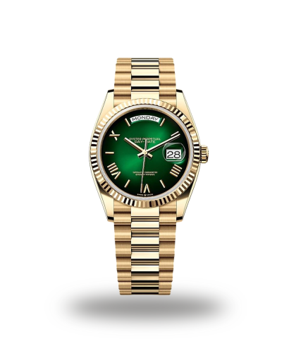 Urværk™ Rolex Day-Date 36 - 18K, Presidential, Ombre Green Dial, Reference 1283238