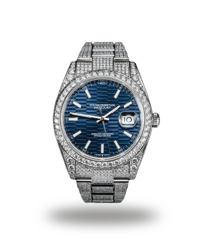 Urværk™ Rolex Datejust 41 - Oyster, Blue Dial, Iced Out, Reference 126300