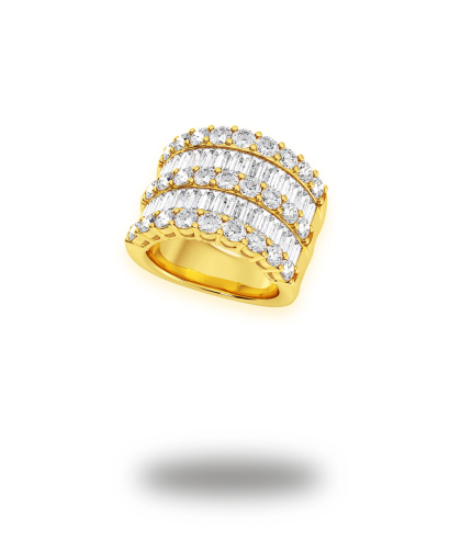 Urværk™ Three Row Baguette Ring - 14K Gold